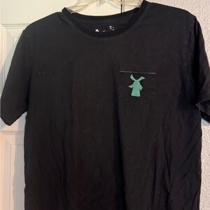 XL Dutch Bros Black Tee with Green Windmill Pocket
